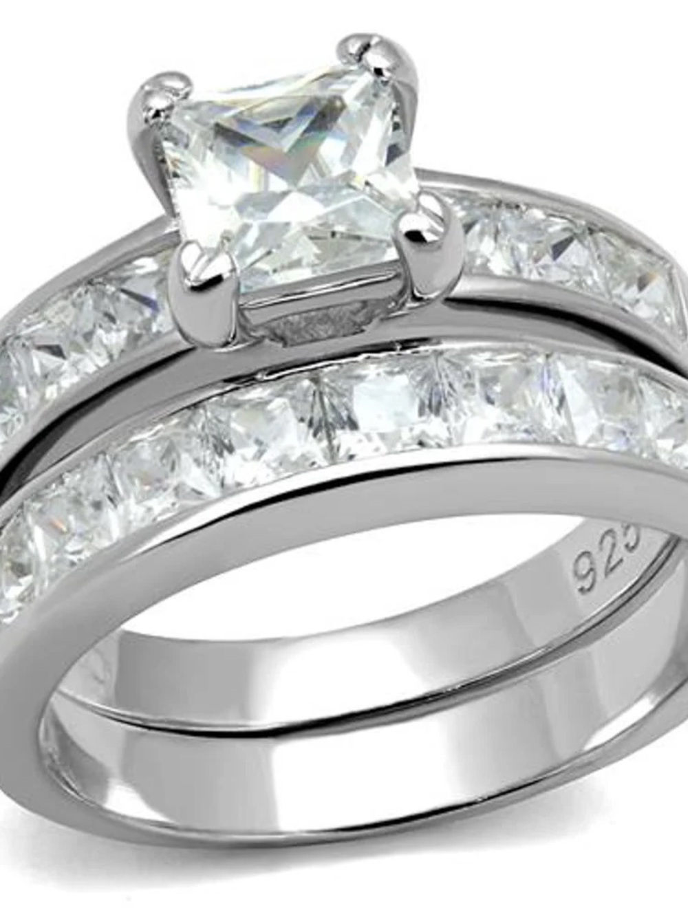 Cubic Zircoina 925 Sterling Silver Rhodium Plated Wedding Ring Set
ARTS520-10